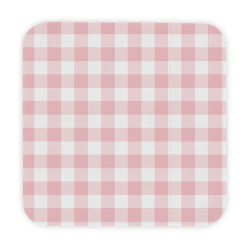 Rose Gingham hooded baby towel wrapped around a baby