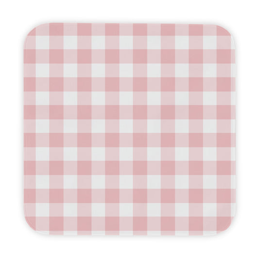 Rose Gingham hooded baby towel wrapped around a baby