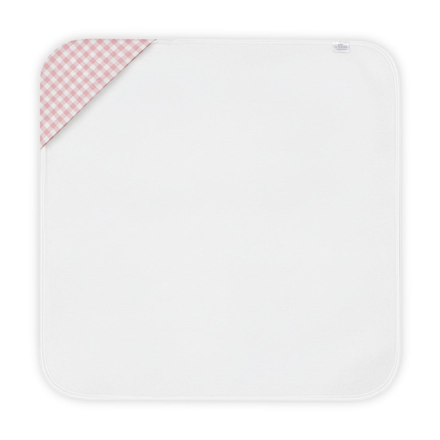 Dusty rose gingham hooded baby towel in soft cotton blend