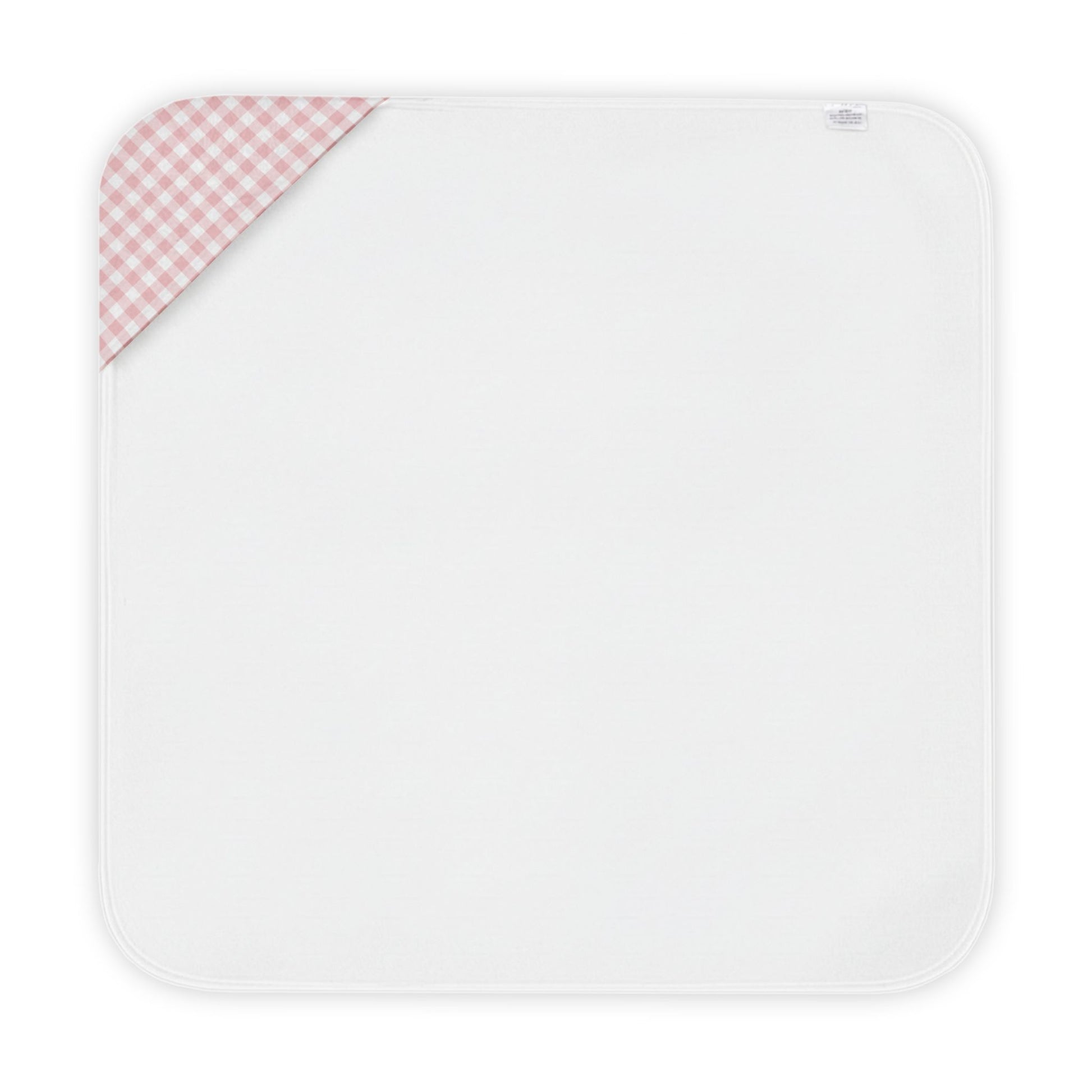 Dusty rose gingham hooded baby towel in soft cotton blend