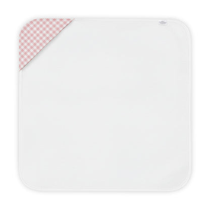 Dusty rose gingham hooded baby towel in soft cotton blend