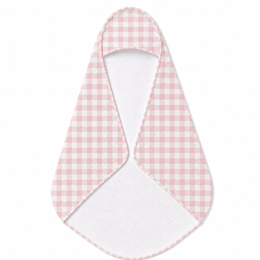 Rose Gingham hooded baby towel wrapped around a baby
