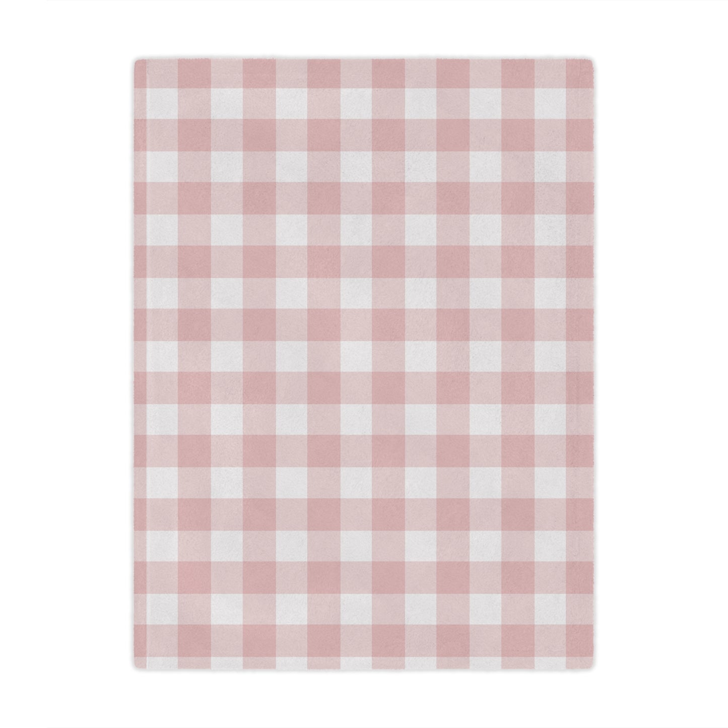 Minky baby blanket in a dusty rose and white check