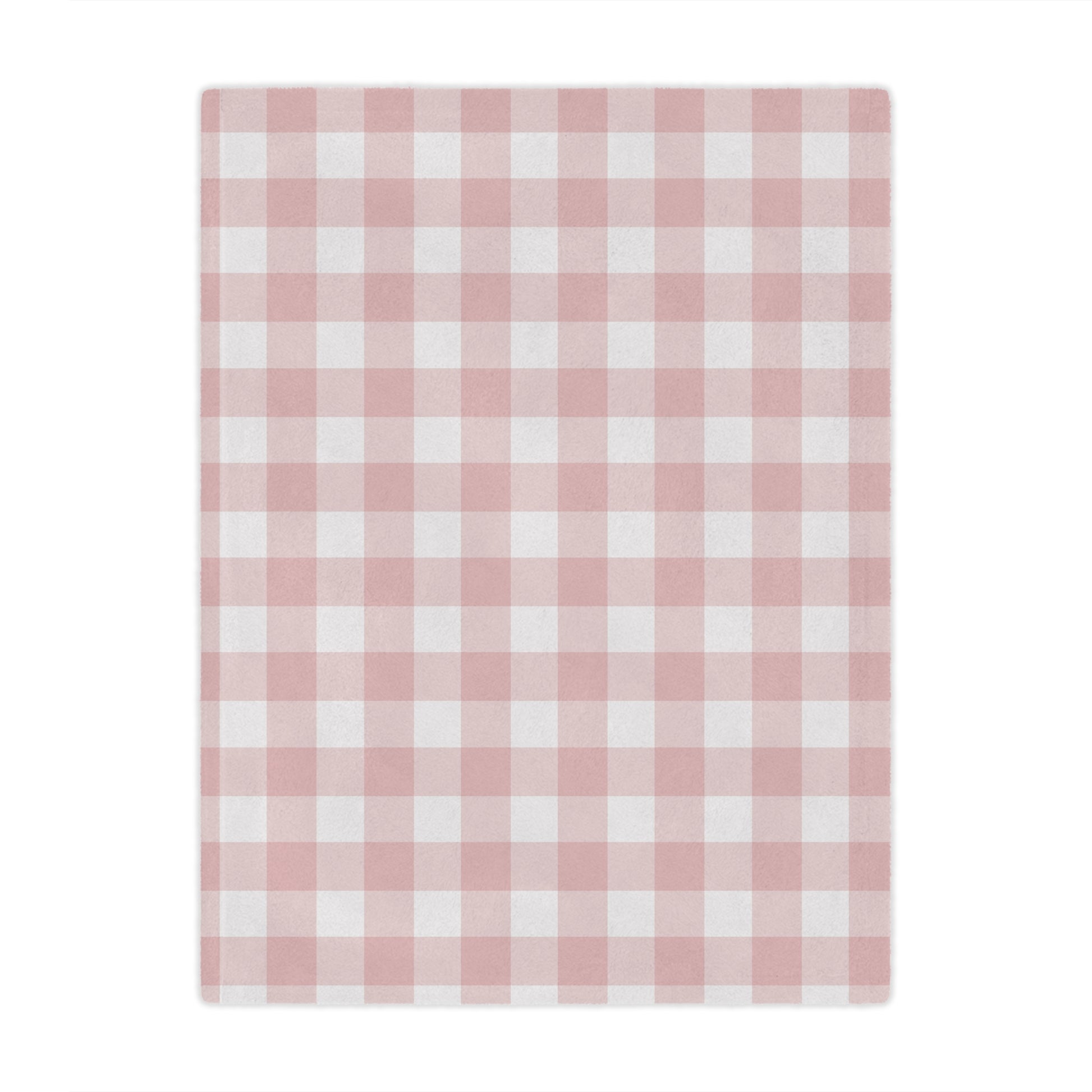 Minky baby blanket in a dusty rose and white check