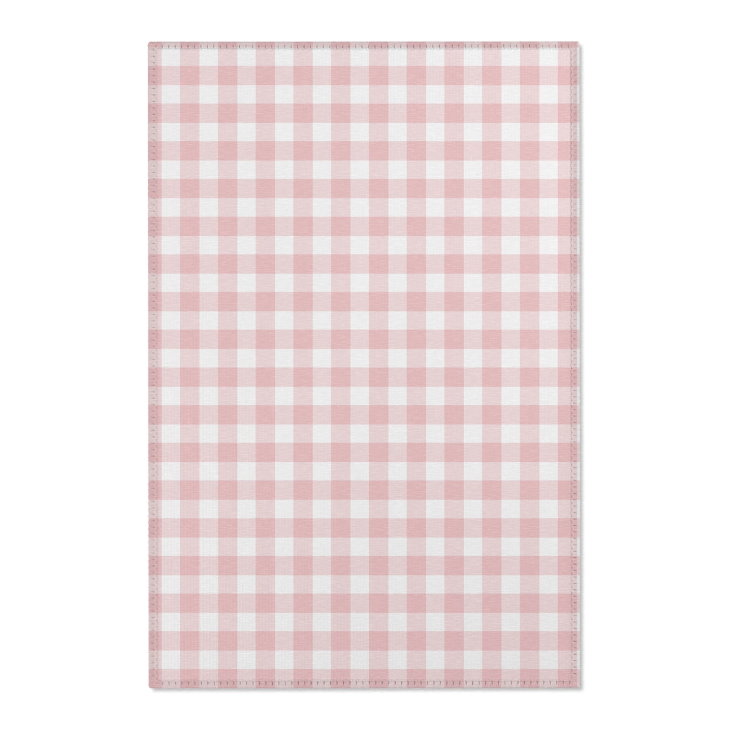 Rose Gingham nursery area rug in a baby girl's bedroom
