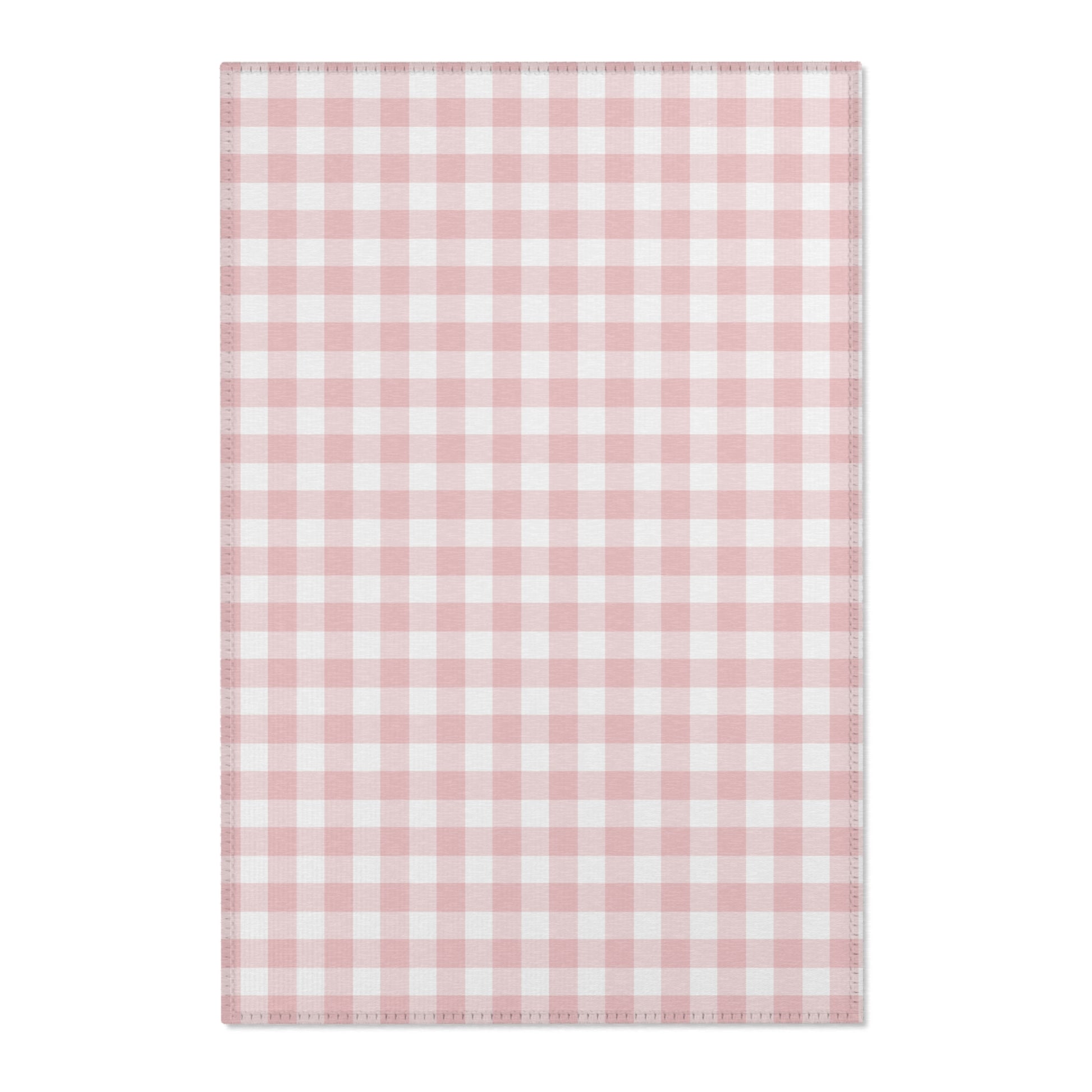 Rose Gingham nursery area rug in a baby girl's bedroom
