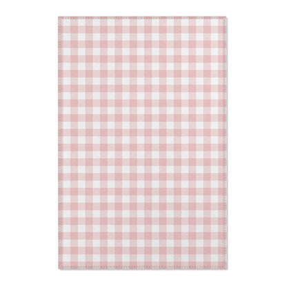 Rose Gingham nursery area rug in a baby girl's bedroom