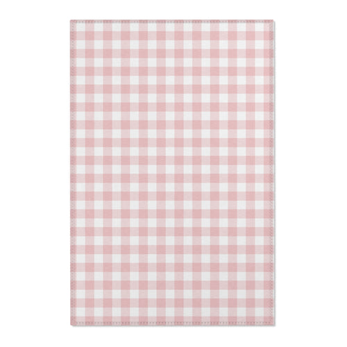 Rose Gingham nursery area rug in a baby girl's bedroom