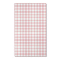 Dusty rose and white gingham check nursery area rug