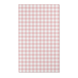 Dusty rose and white gingham check nursery area rug