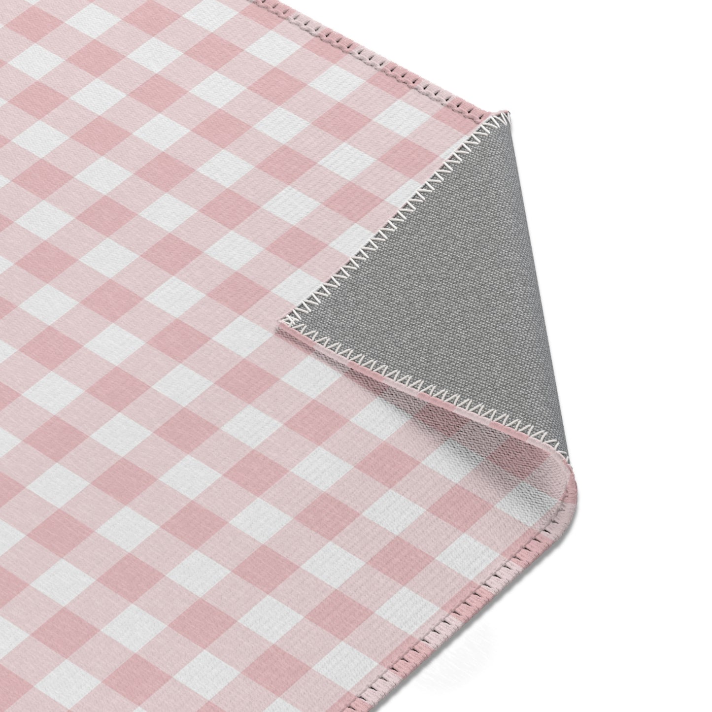 Rose Gingham rug, large dusty rose and white check