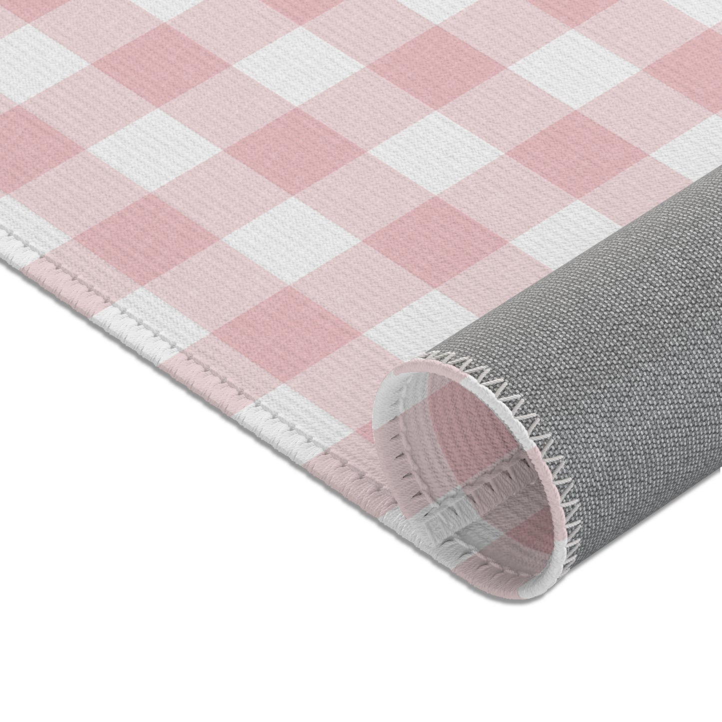 Rose Gingham nursery area rug in portrait orientation