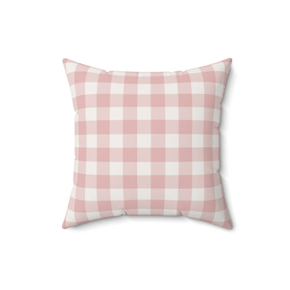 Faux suede nursery pillow in a dusty rose and white check