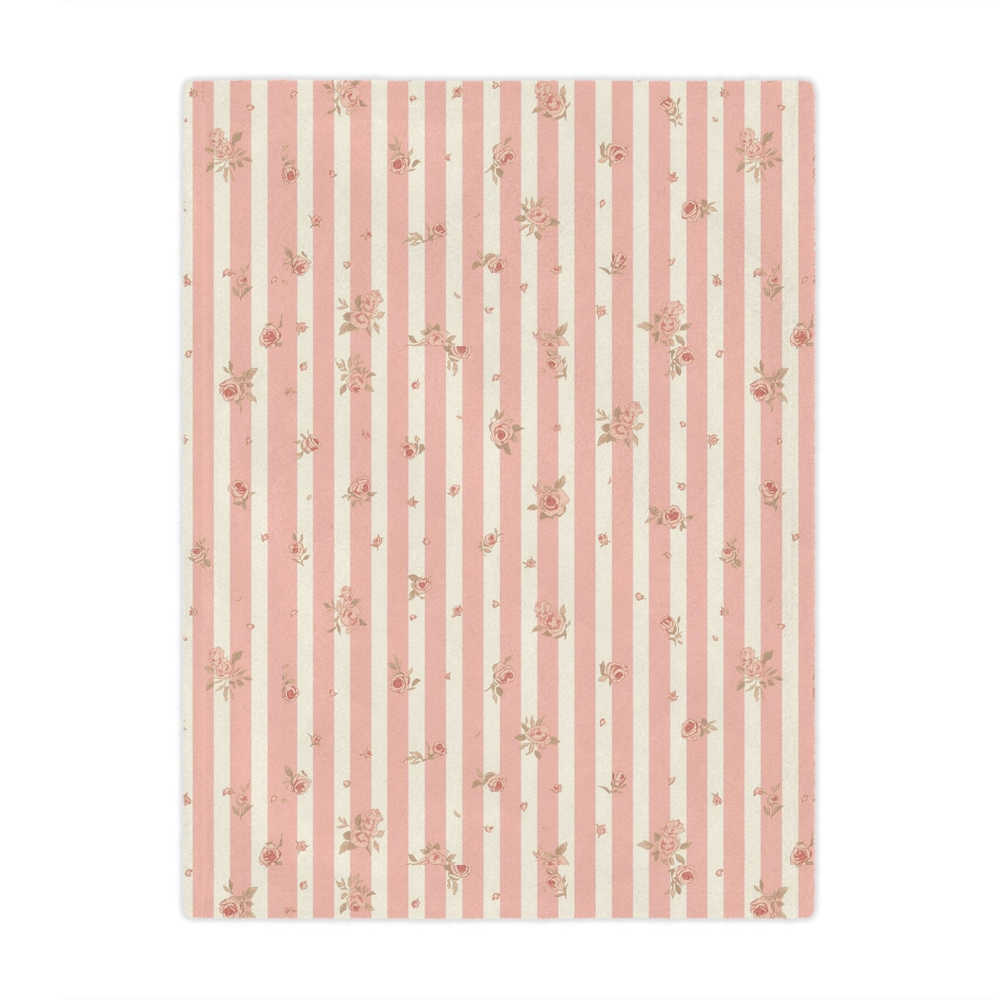 Minky baby blanket in pink and cream stripes, Rose Stripe print