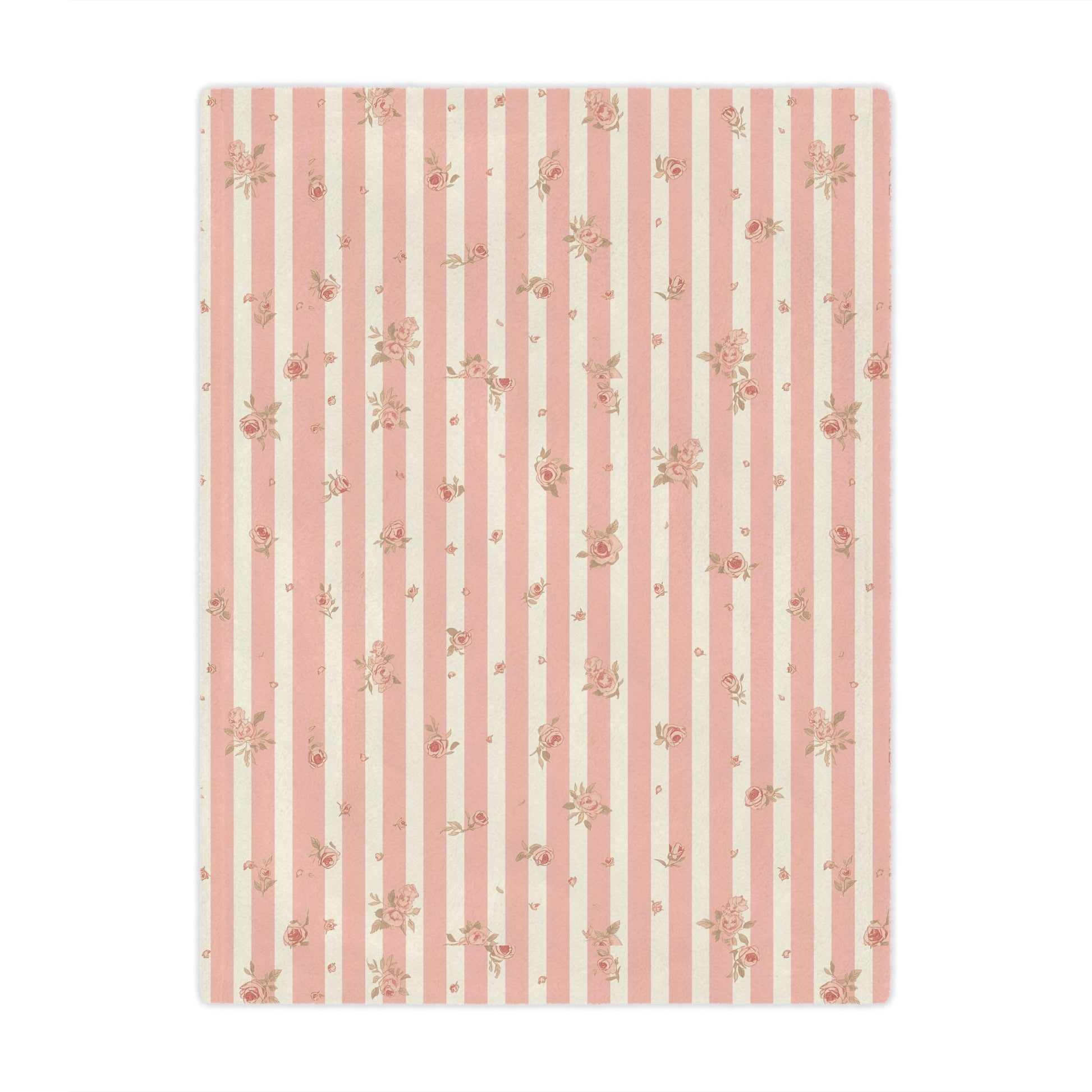 Minky baby blanket in pink and cream stripes, Rose Stripe print