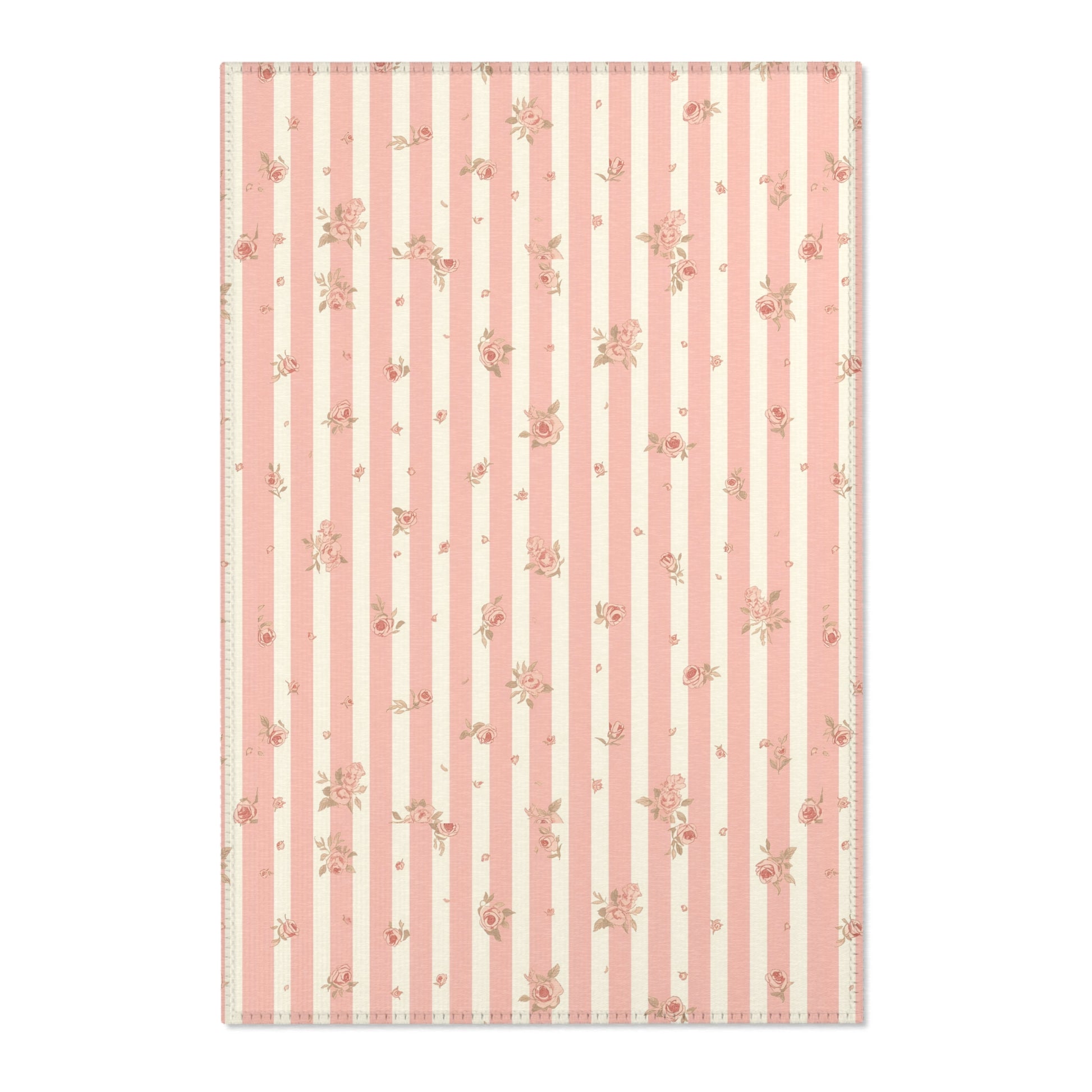 Rose Stripe nursery area rug in a baby room