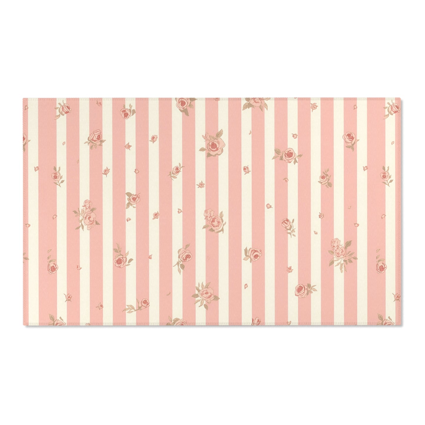 Rose Stripe nursery area rug in a baby room