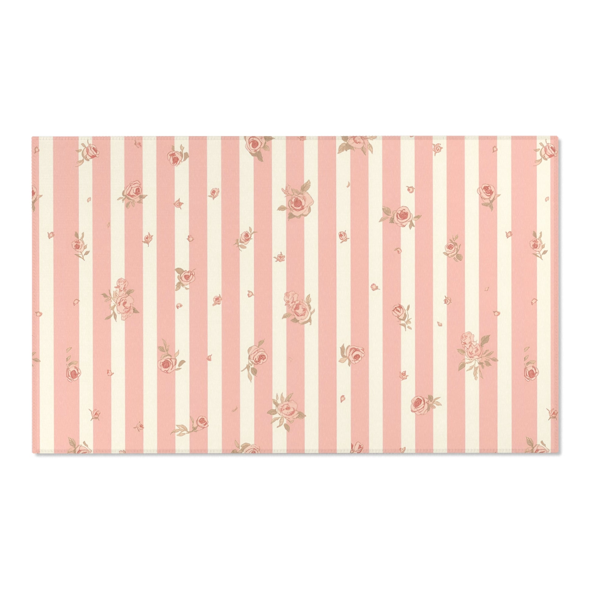 Rose Stripe nursery area rug in a baby room