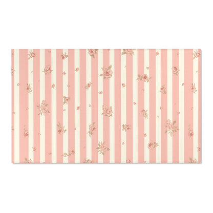 Rose Stripe nursery area rug in a baby room