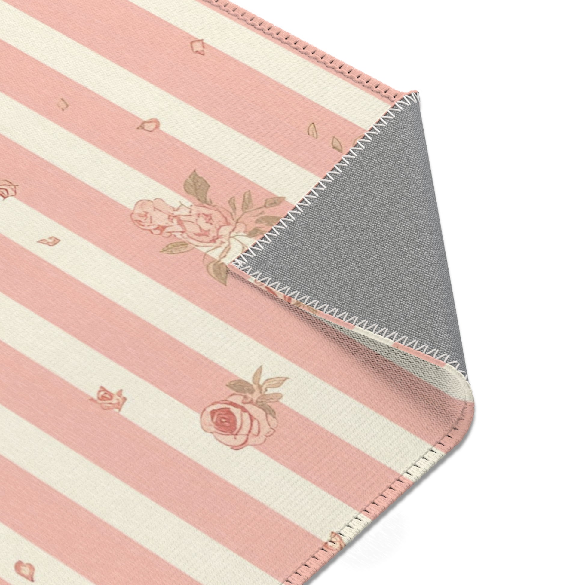 Rose Stripe rectangular nursery area rug