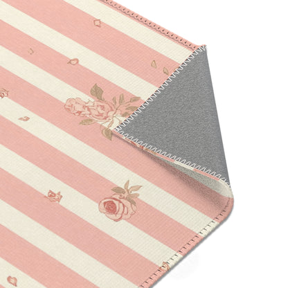 Rose Stripe rectangular nursery area rug