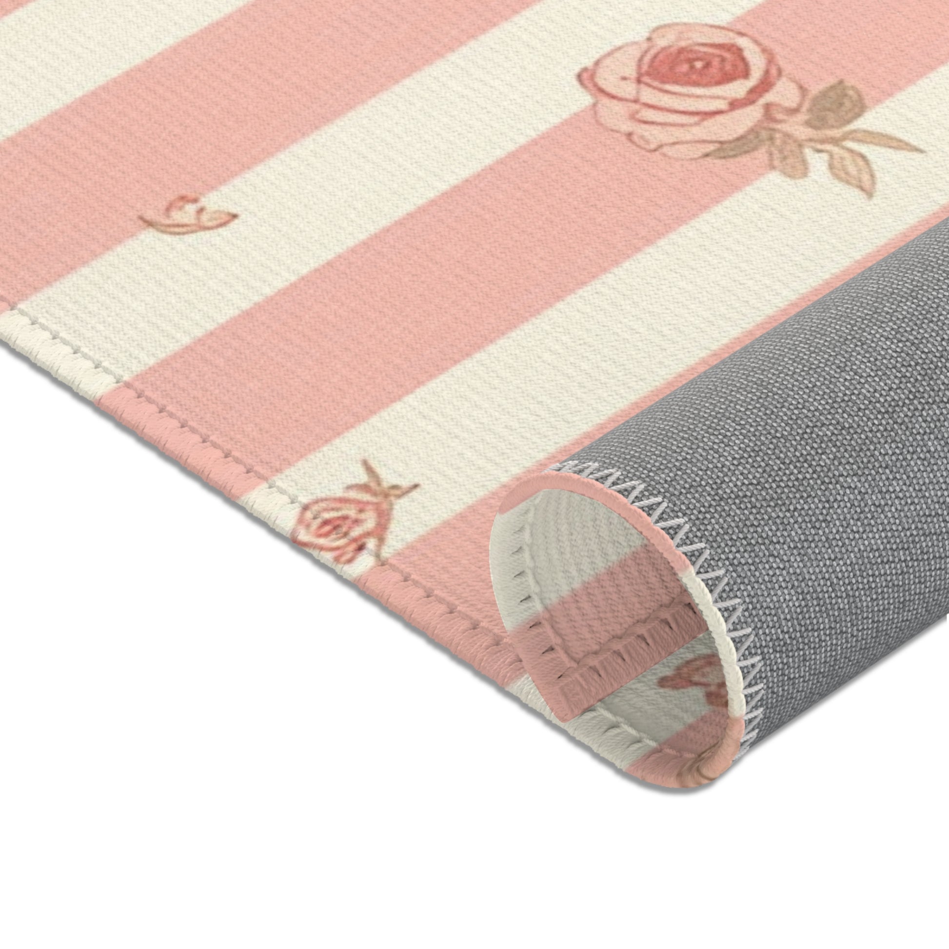 Rose Stripe nursery area rug for a baby room floor