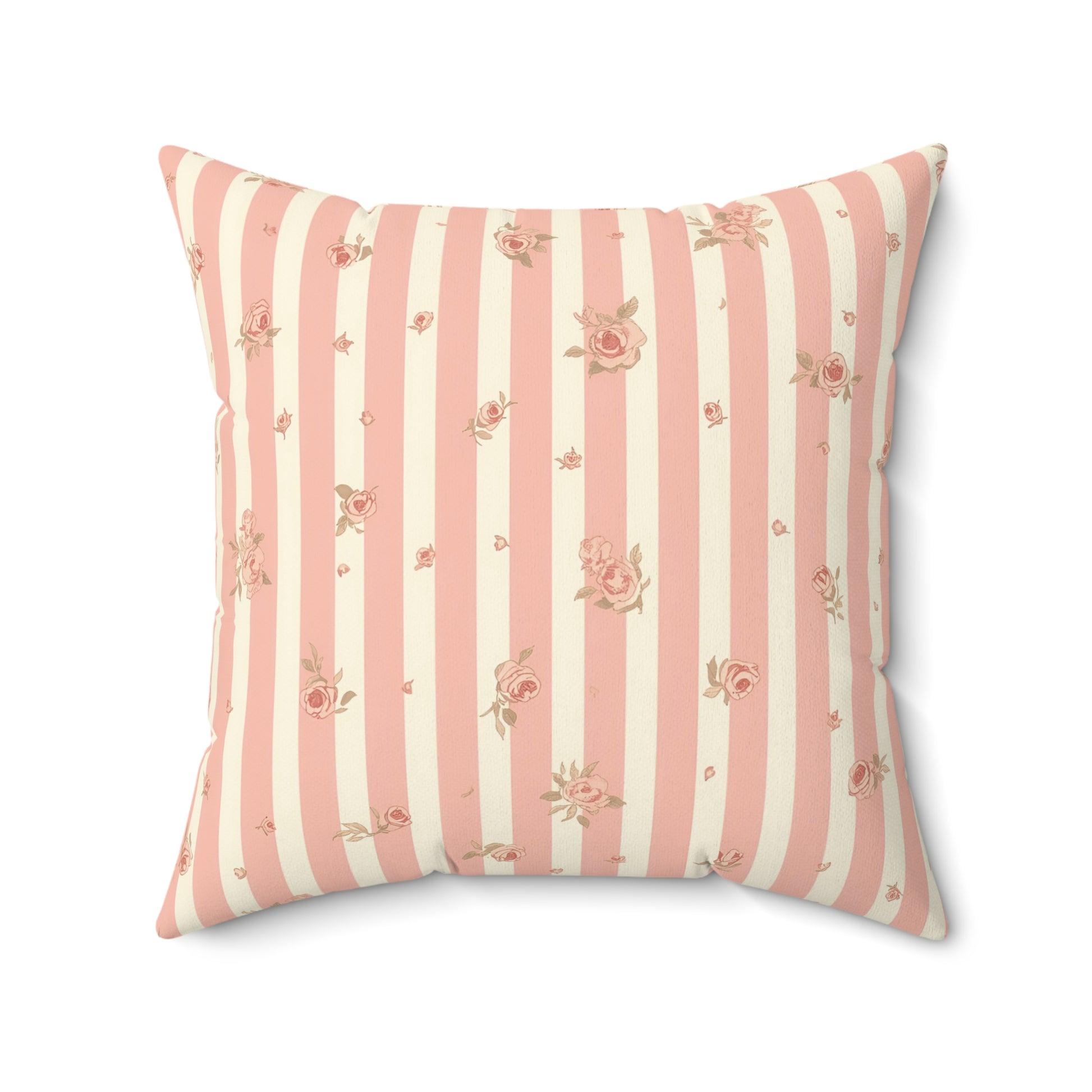 Rose Stripe nursery pillow shown from the front