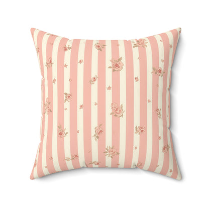 Rose Stripe nursery pillow shown from the front