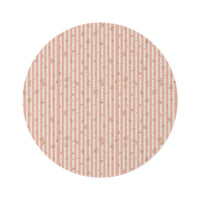 Rose Stripe round nursery rug on a baby room floor