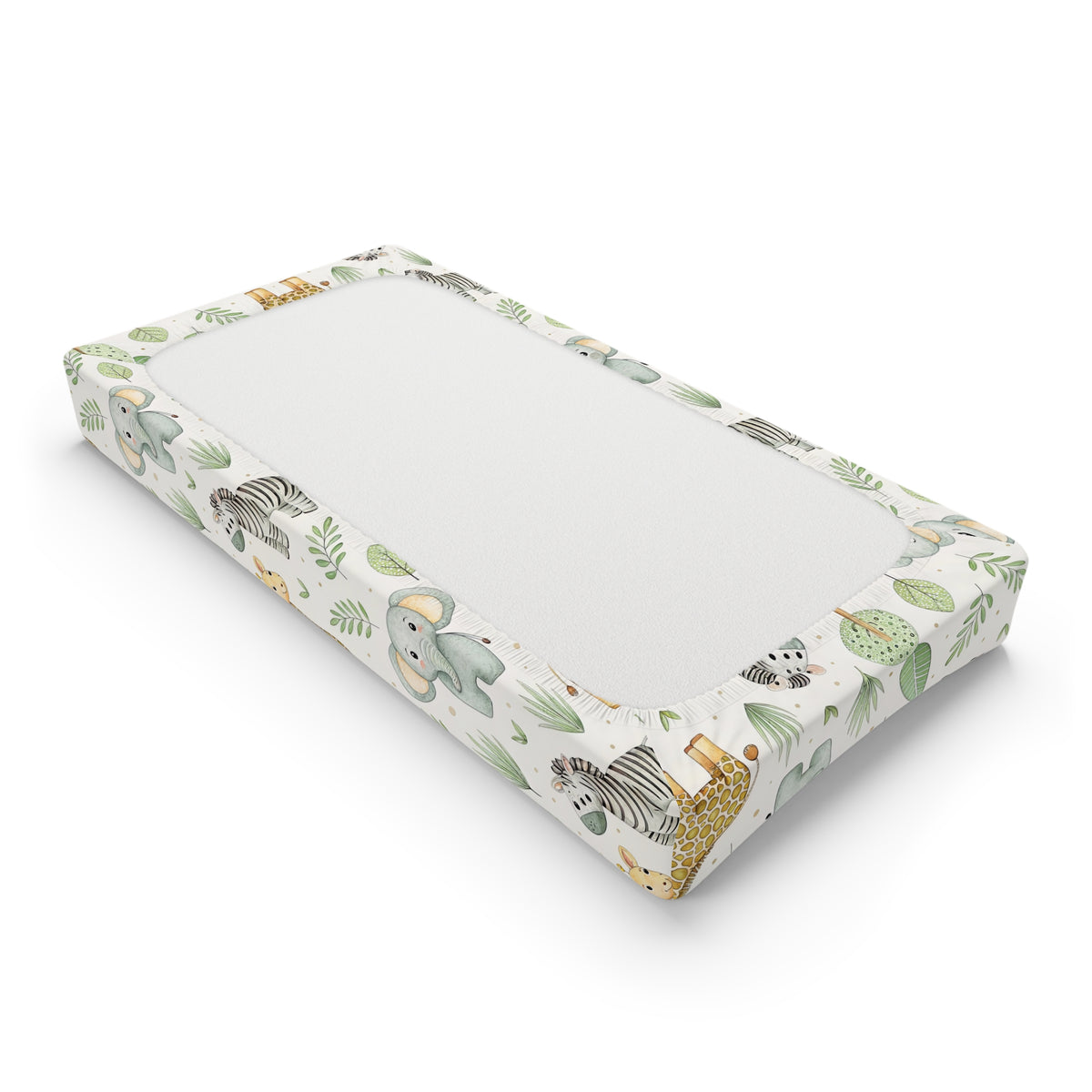 Watercolour safari print fitted changing pad cover