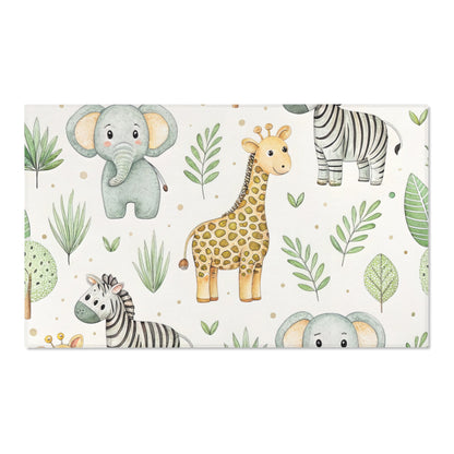 Safari Animals nursery area rug in a baby room