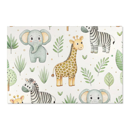 Corner detail of the safari animal nursery rug