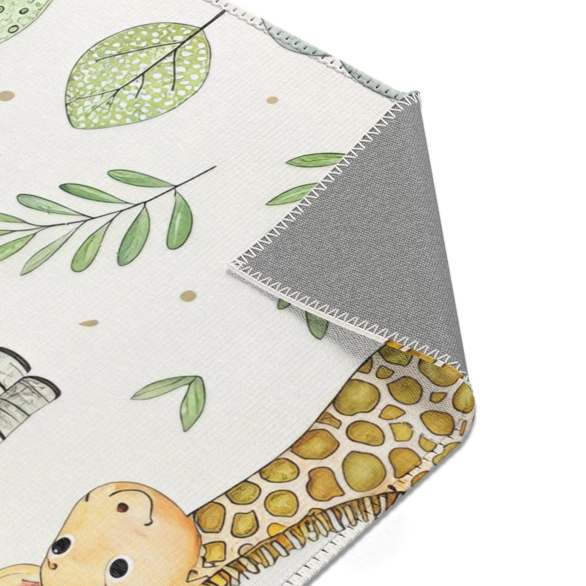 Safari animal nursery rug edge and pile detail