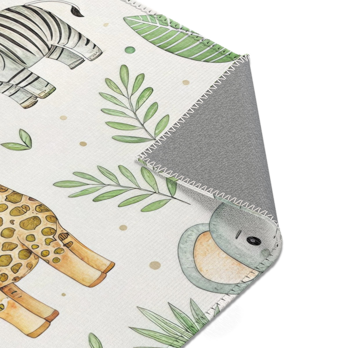 Safari animal nursery area rug in landscape orientation