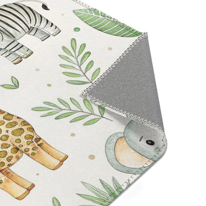 Safari animal nursery area rug in landscape orientation