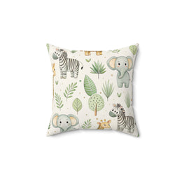 Safari animal nursery pillow on a glider chair