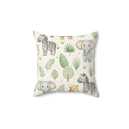 Safari animal nursery pillow on a glider chair