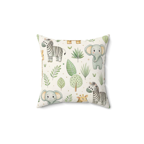 Safari animal nursery pillow on a glider chair