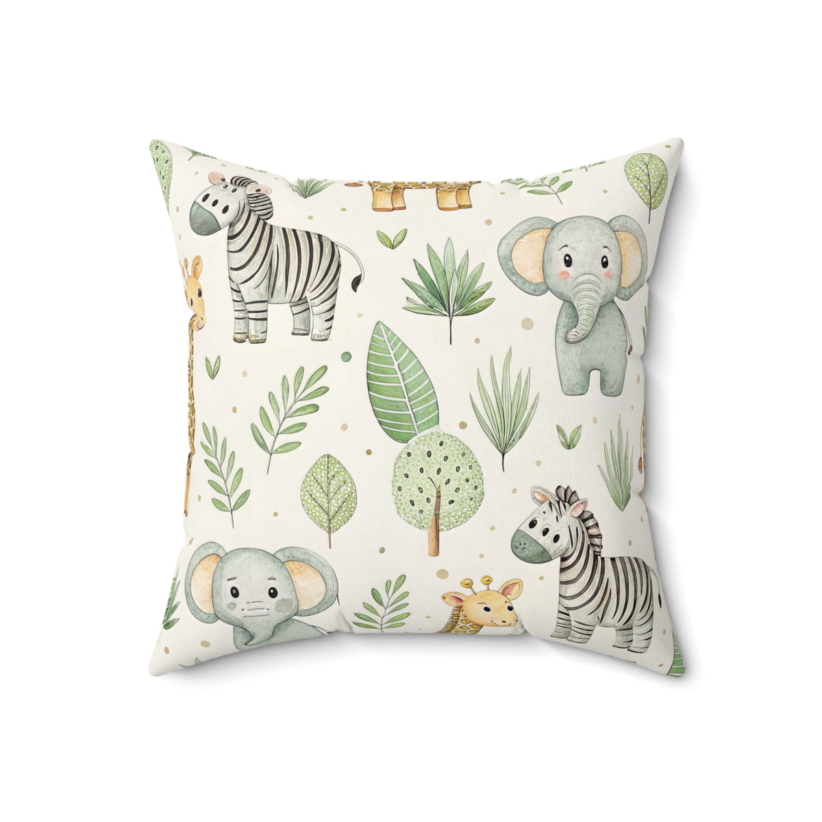 Close-up of the faux suede texture on a safari nursery pillow
