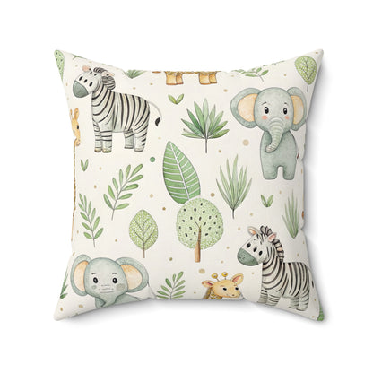 Safari animal nursery pillow styled on a daybed