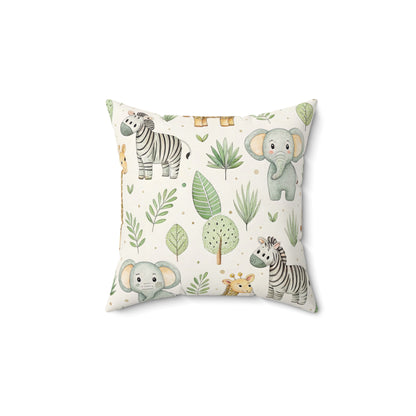 Square safari print cushion for a gender neutral baby room