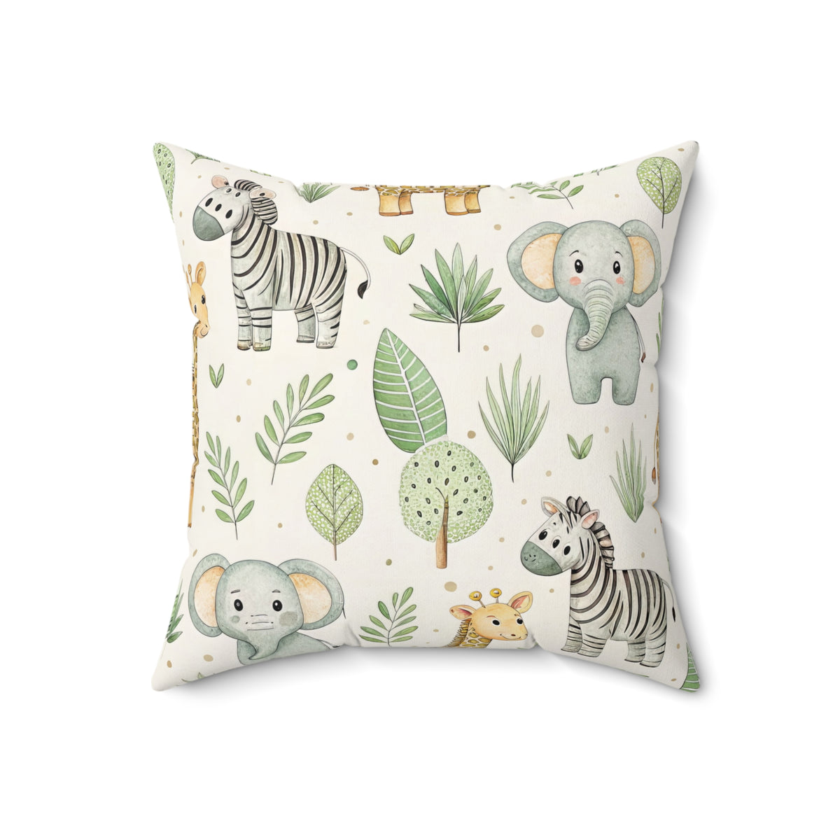 Reverse side of the safari animal nursery pillow
