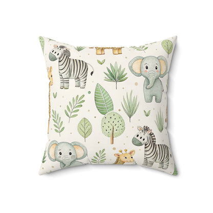 Reverse side of the safari animal nursery pillow