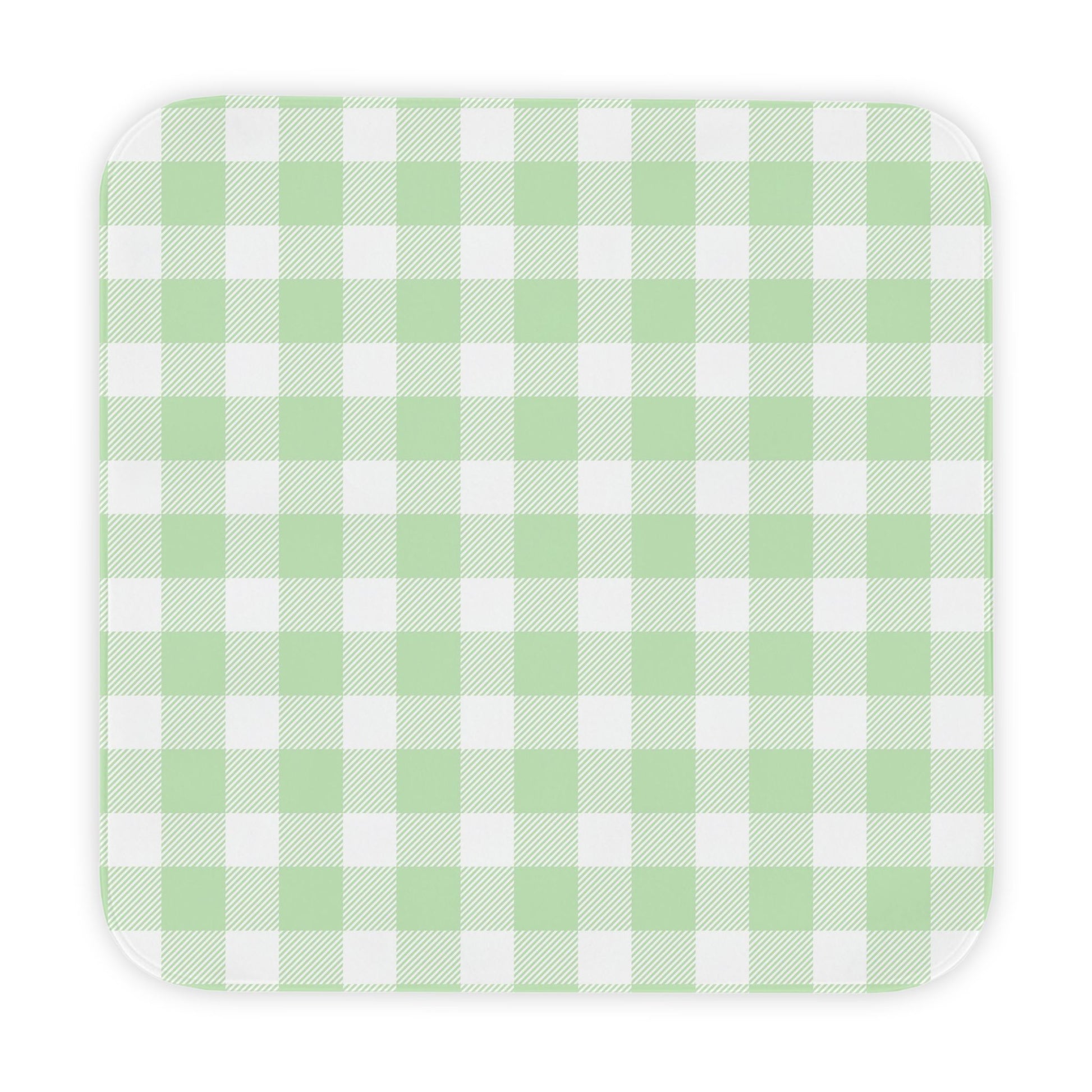 Sage Gingham hooded baby towel wrapped around a baby