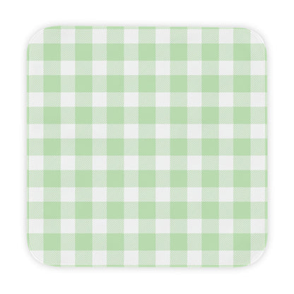 Sage Gingham hooded baby towel wrapped around a baby