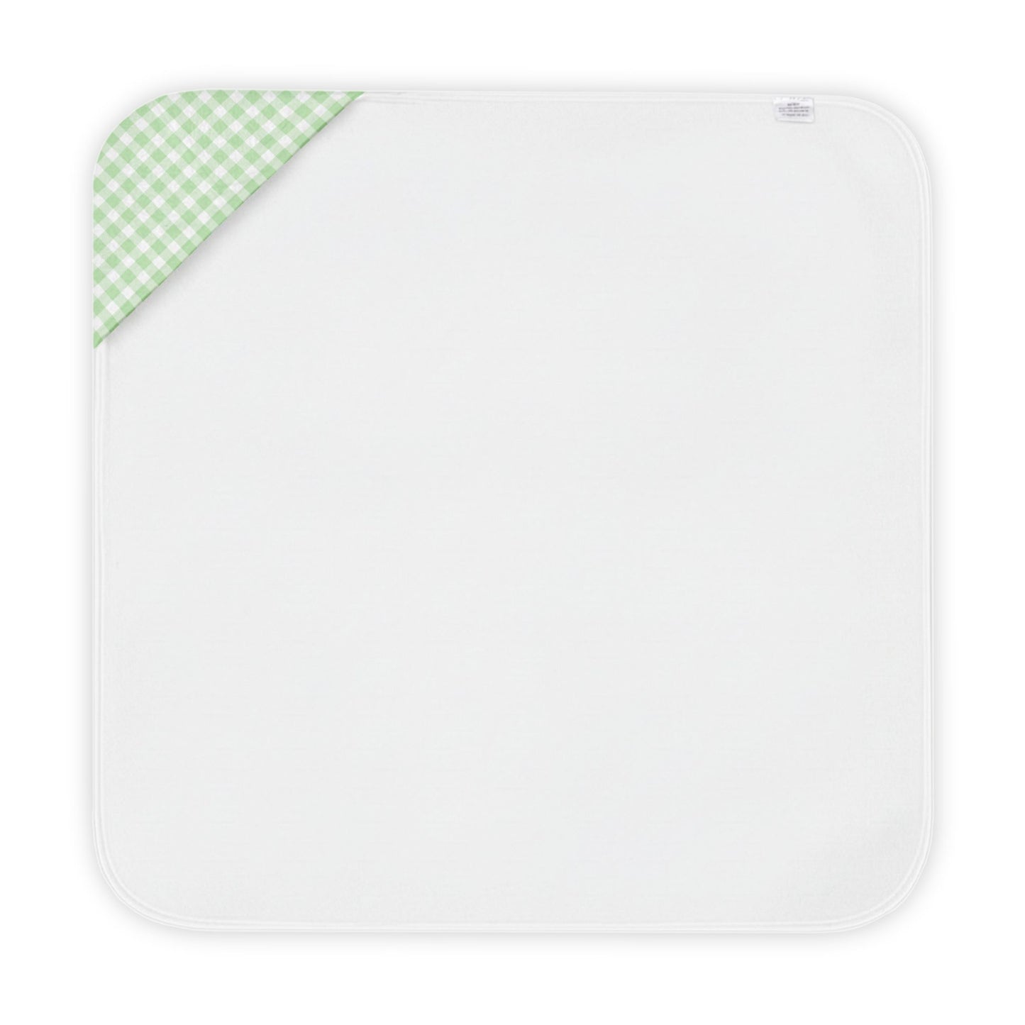 Green gingham hooded baby towel in soft cotton blend