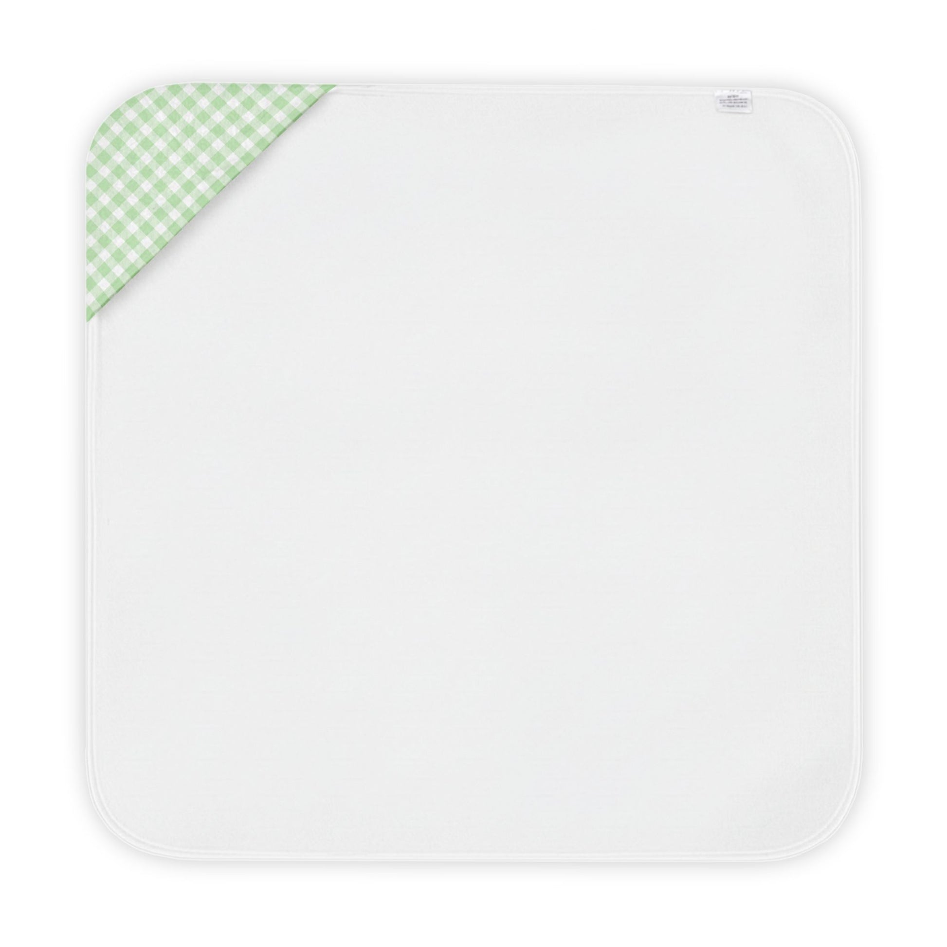 Green gingham hooded baby towel in soft cotton blend