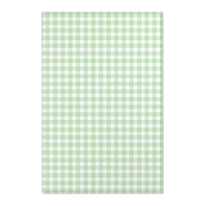 Sage Gingham nursery area rug in a gender neutral baby room