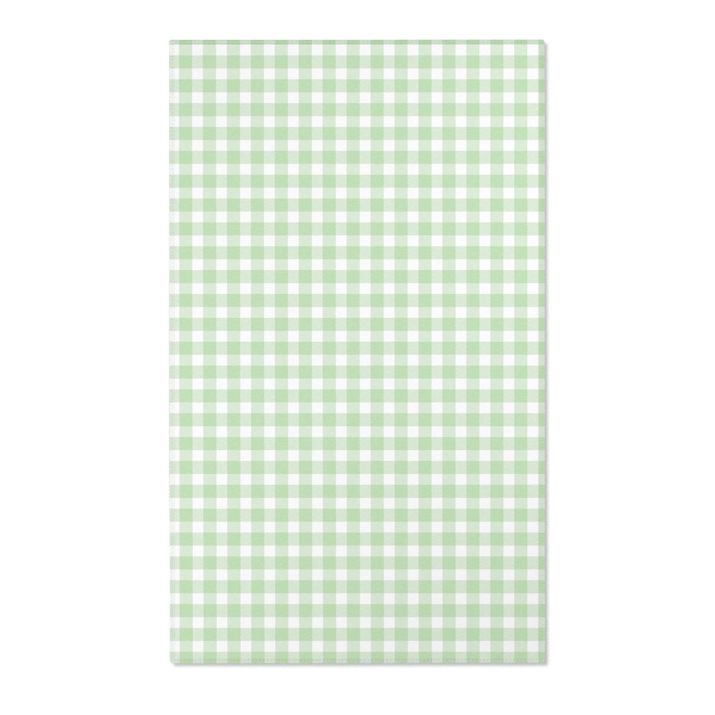 Sage green and white gingham check nursery area rug