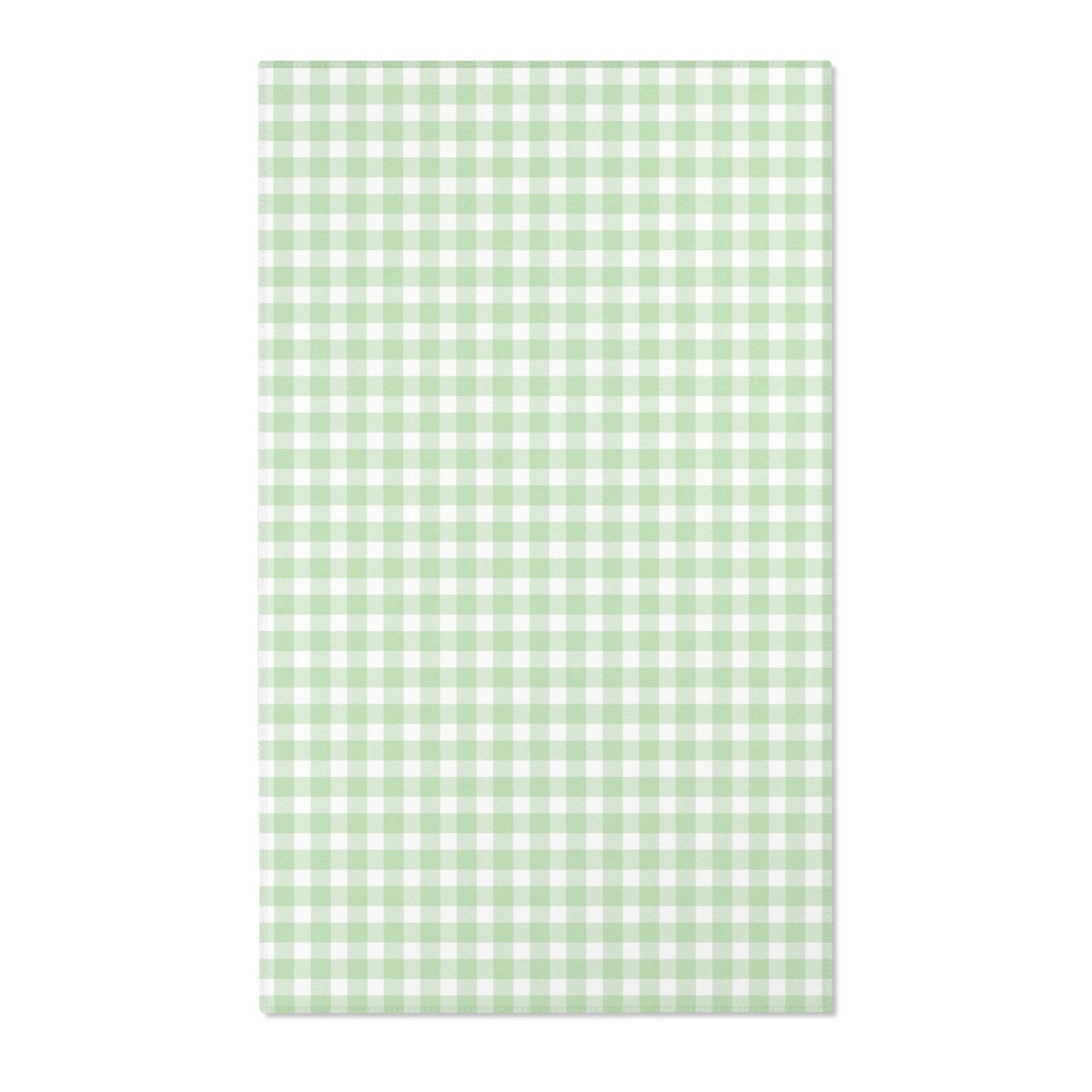Sage green and white gingham check nursery area rug